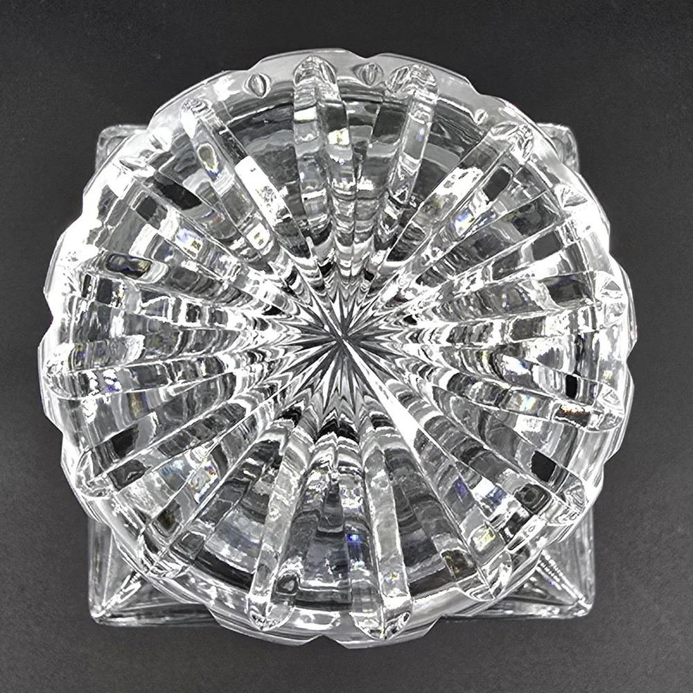 Vintage German Heavy Crystal Whiskey Decanter Square Grids w/‎ Stopper 3.5x9.5